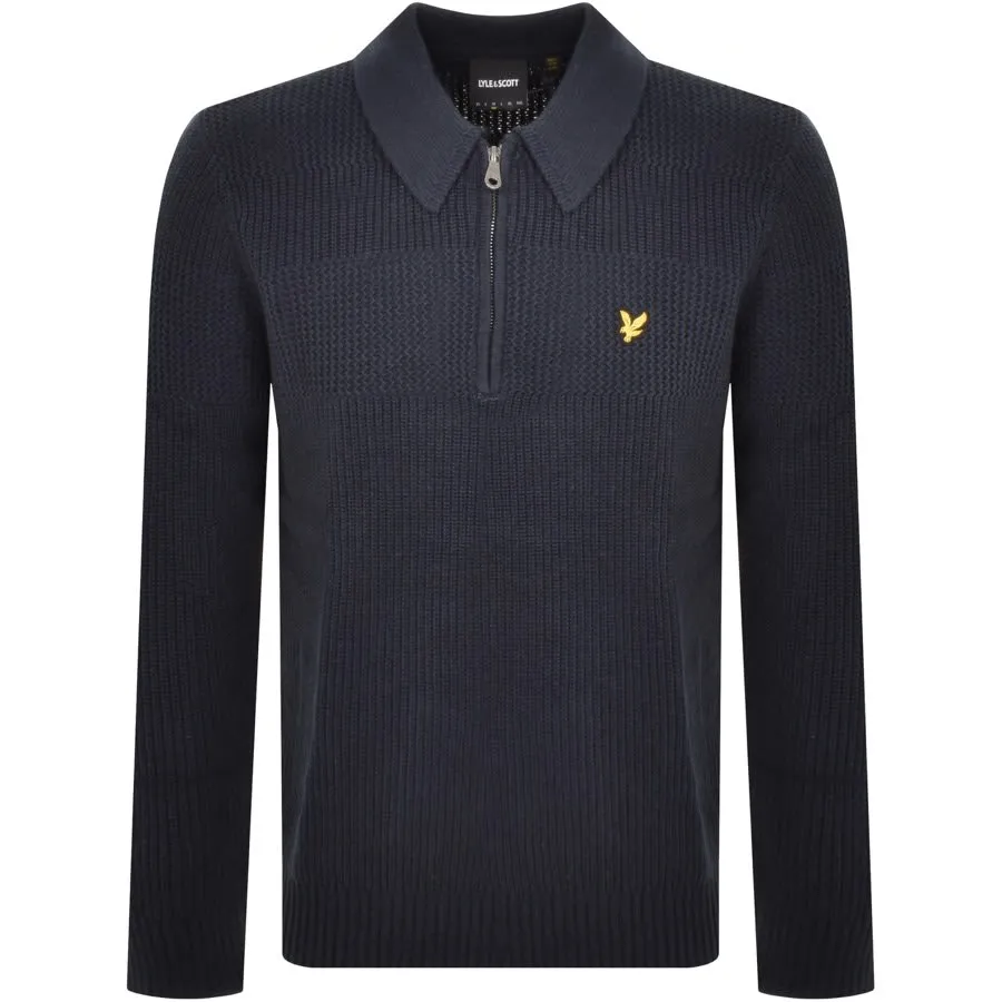 Lyle And Scott Textured Rugby Knit Jumper Navy