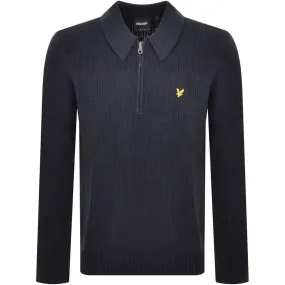 Lyle And Scott Textured Rugby Knit Jumper Navy