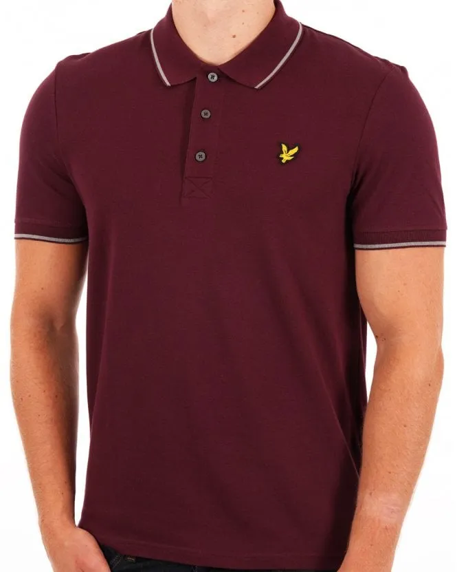 Lyle And Scott Tipped Polo Shirt Burgundy/ Mid Grey Marl