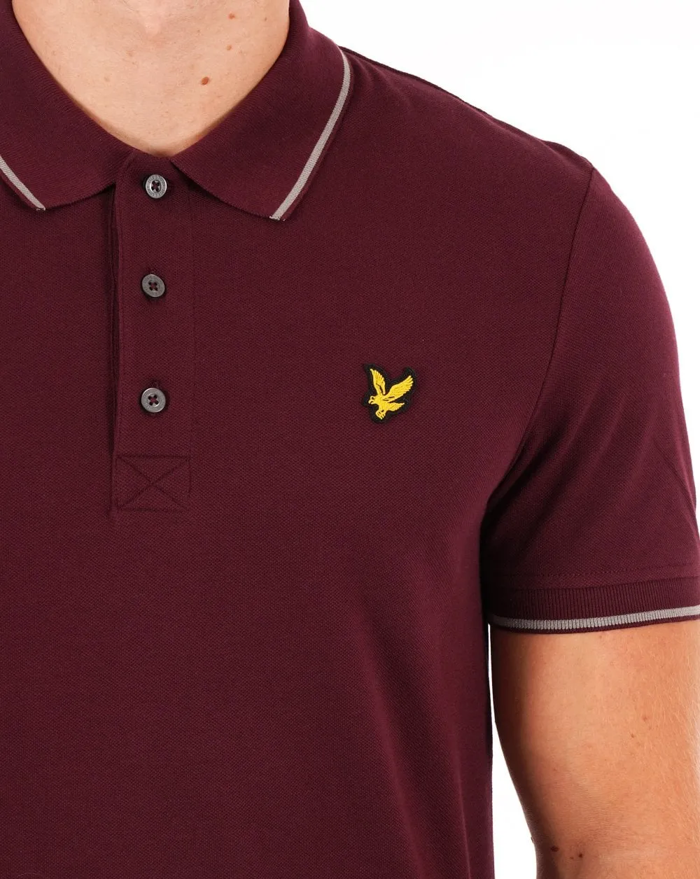 Lyle And Scott Tipped Polo Shirt Burgundy/ Mid Grey Marl