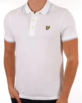 Lyle And Scott Tipped Polo Shirt White/Light Blue