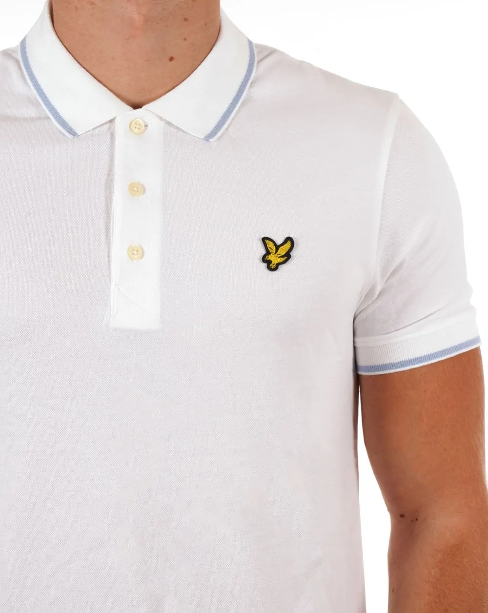 Lyle And Scott Tipped Polo Shirt White/Light Blue