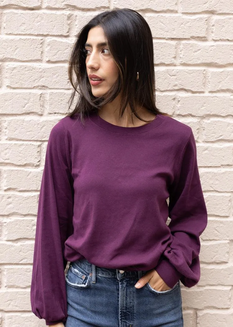 Mac Puff Sleeve Crew Neck - Plum ***FINAL SALE***