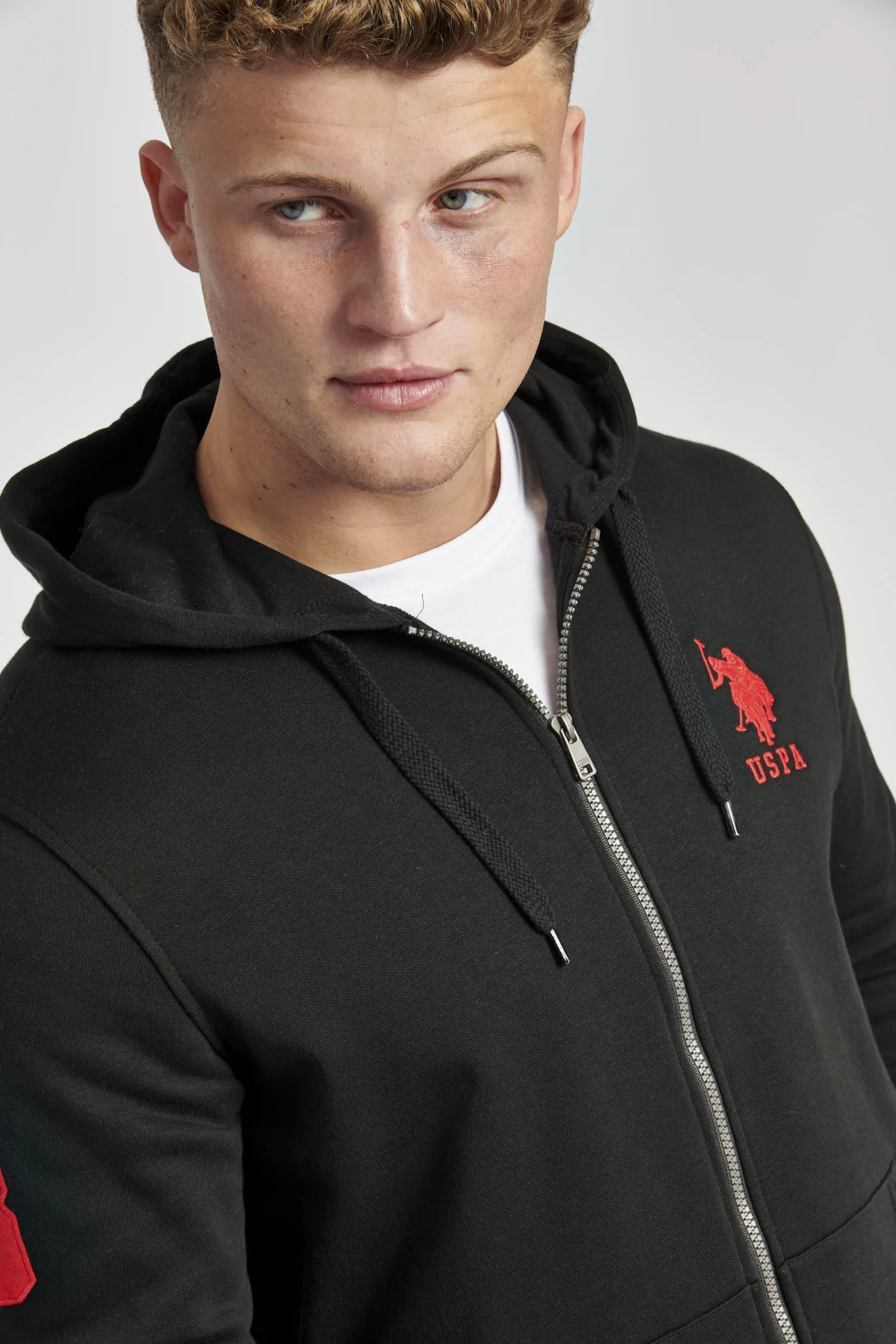 Mens Player 3 Zip-Through Hoodie in Black