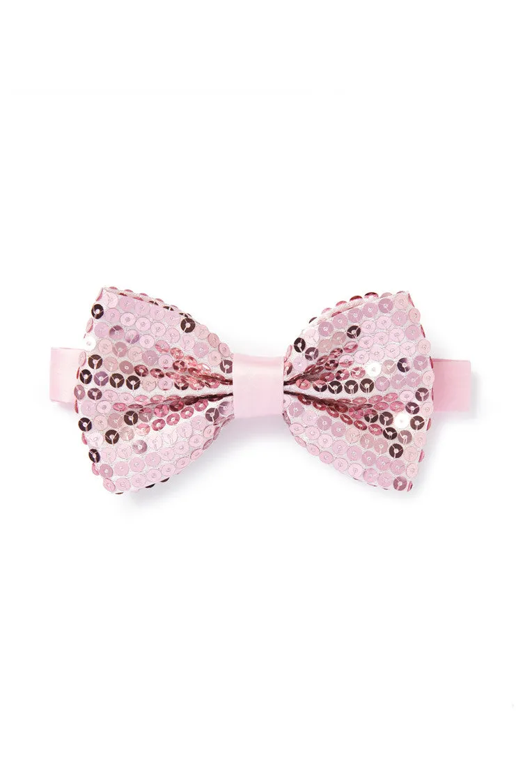 Men's Sequin Bow Tie - Light Pink