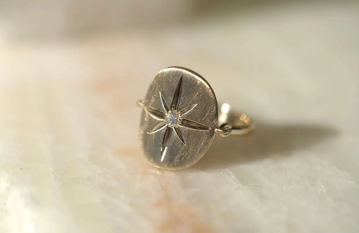 North Star Diamond Shield Ring