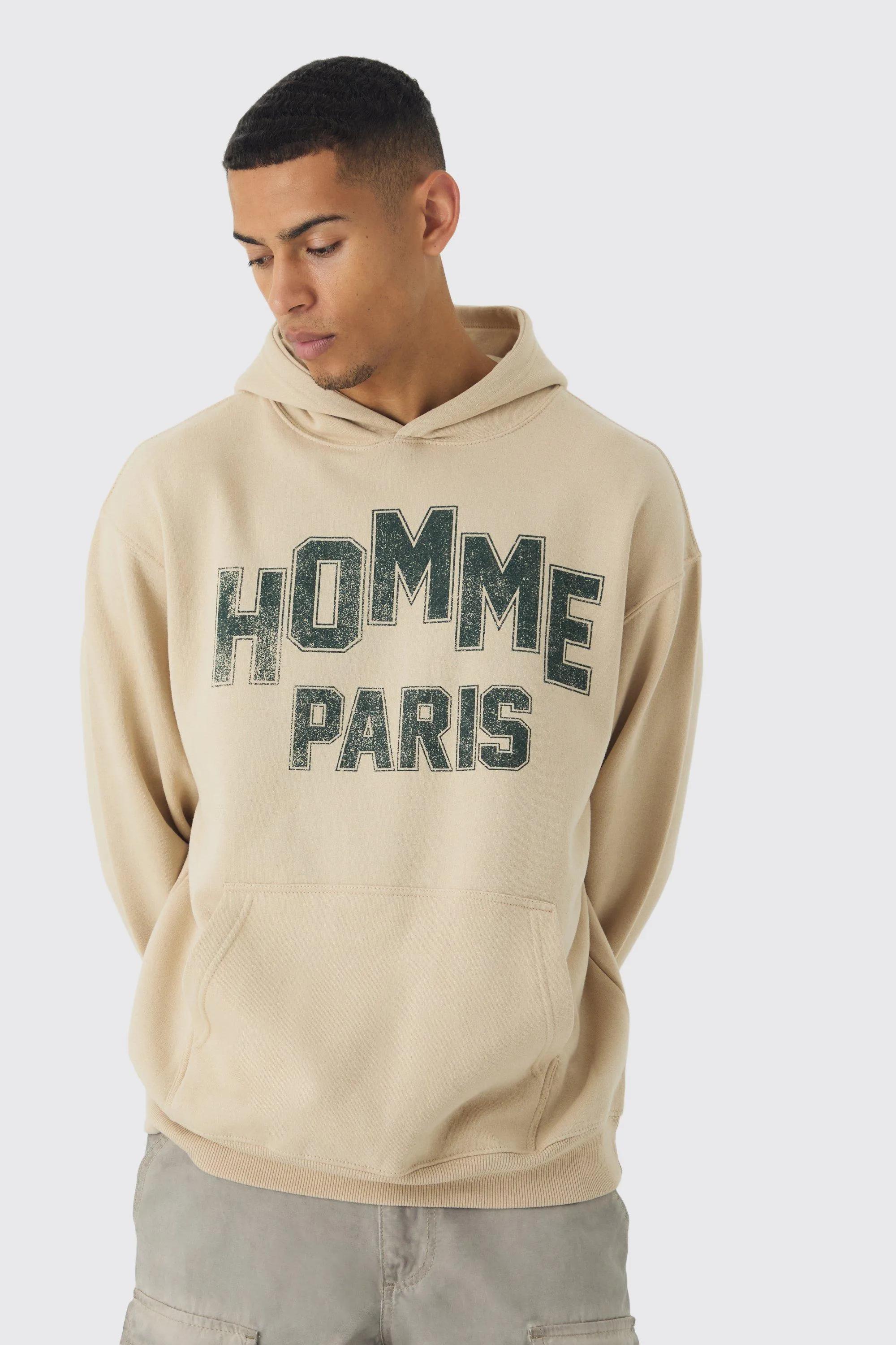 Oversized Homme Varsity Paris Graphic Hoodie