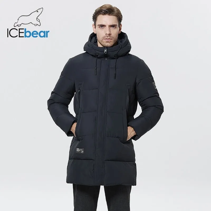 Parka d'hiver mi-longue à capuche pour homme 1,35kg ICEbear – MWD22807D