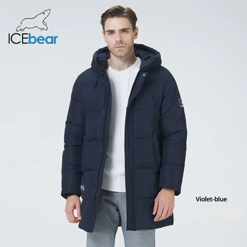 Parka d'hiver mi-longue à capuche pour homme 1,35kg ICEbear – MWD22807D