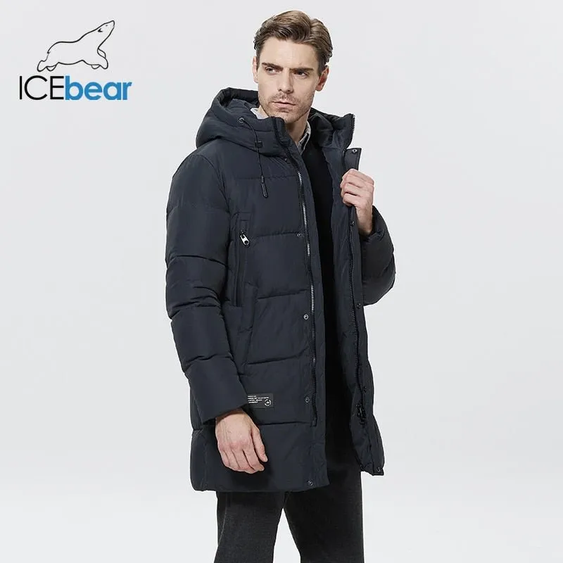 Parka d'hiver mi-longue à capuche pour homme 1,35kg ICEbear – MWD22807D