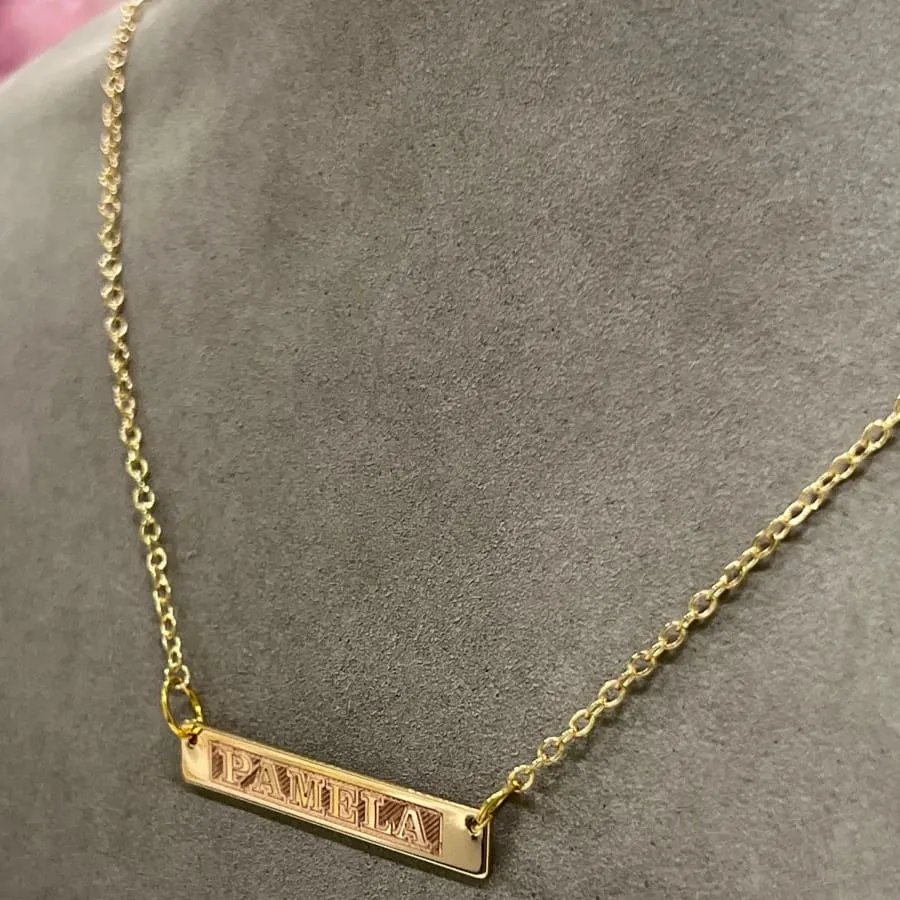 Personalized id bar gold filled necklace