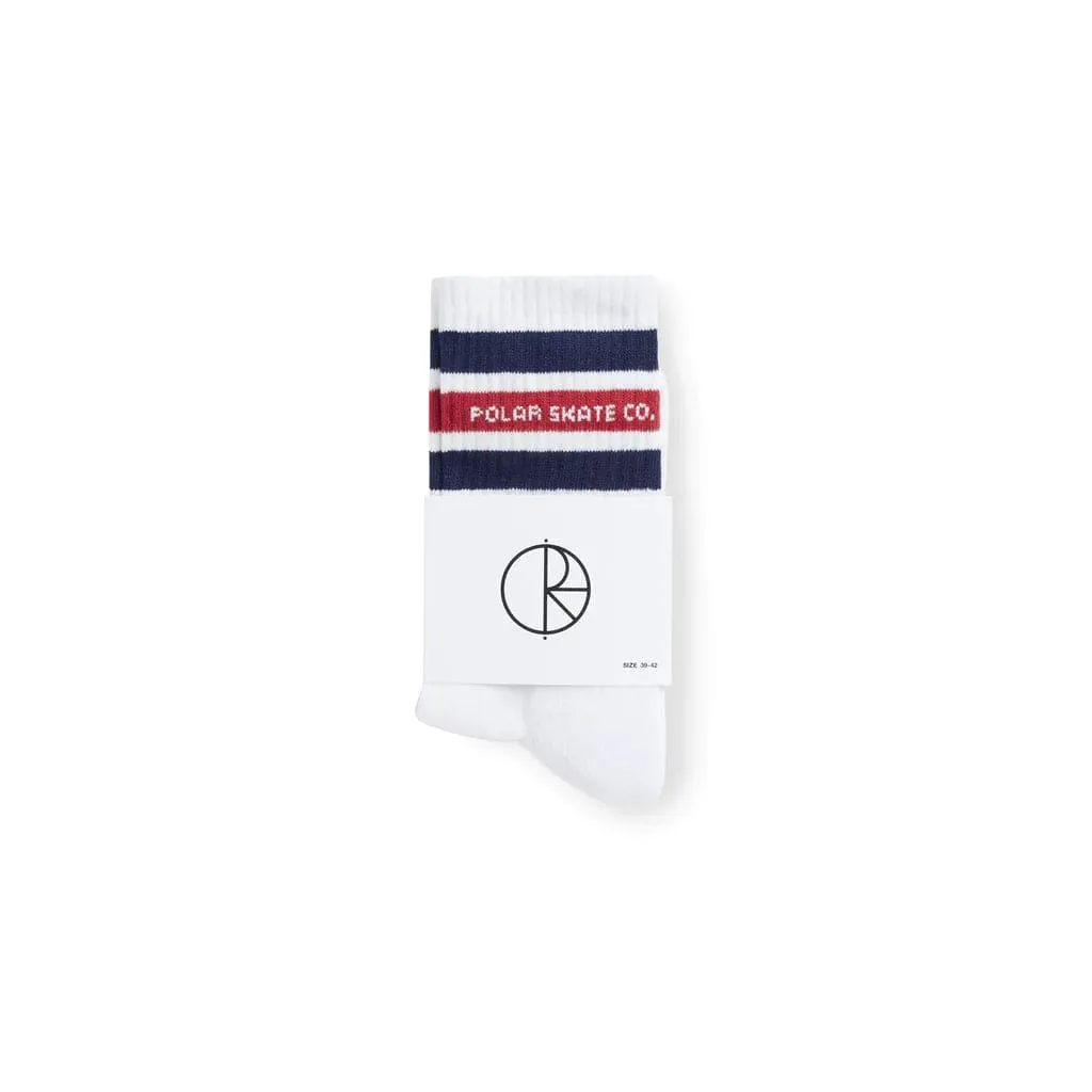 Polar Skate Co. Fat Stripe Socks White/Navy/Red