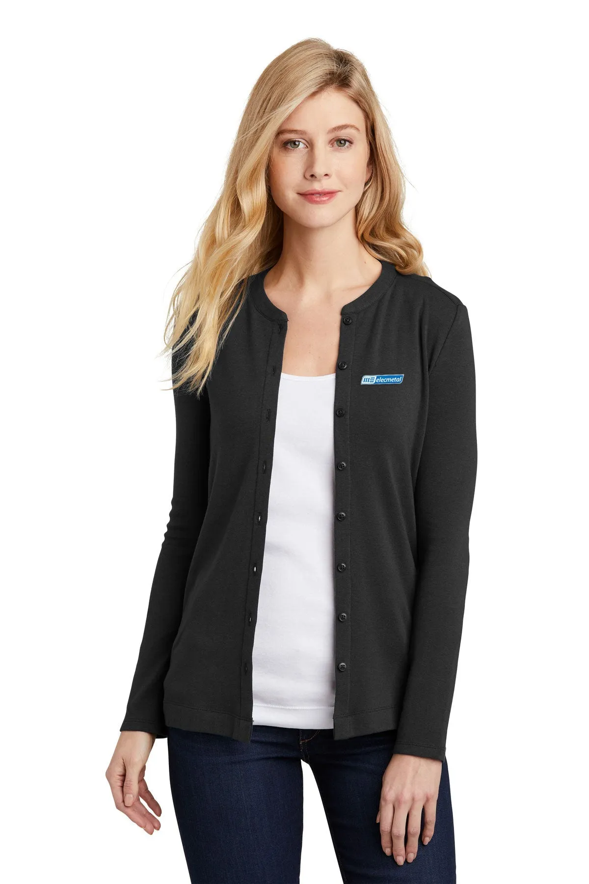 Port Authority Ladies Button-Front Cardigan, Black [ME Elecmetal]