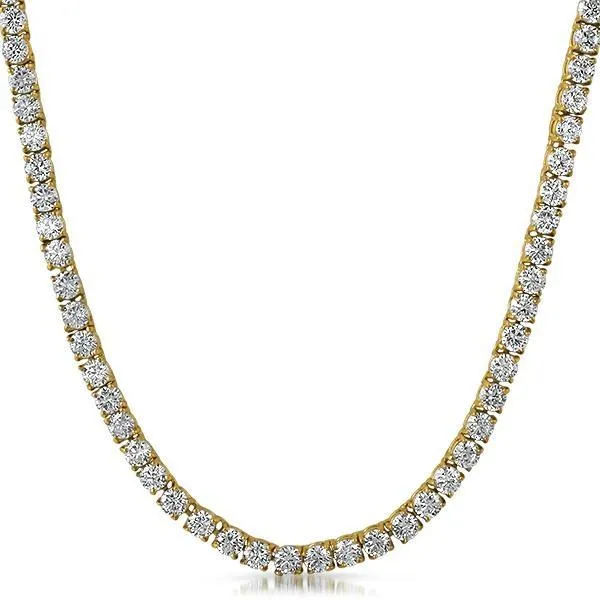 Prong Set 4MM CZ Gold 1 Row Bling Bling Tennis Chain