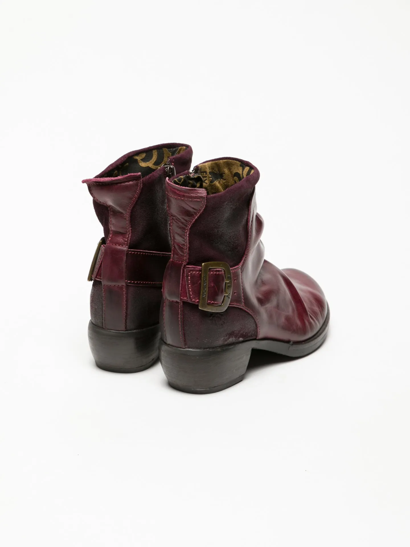 Purple Buckle Ankle Boots