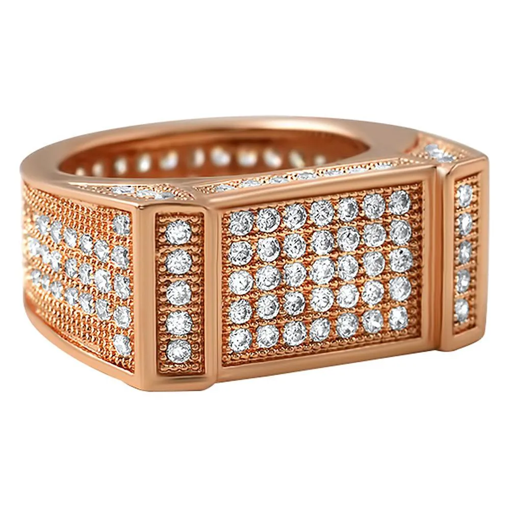 Rose Gold Bar CZ Bling Bling Ring