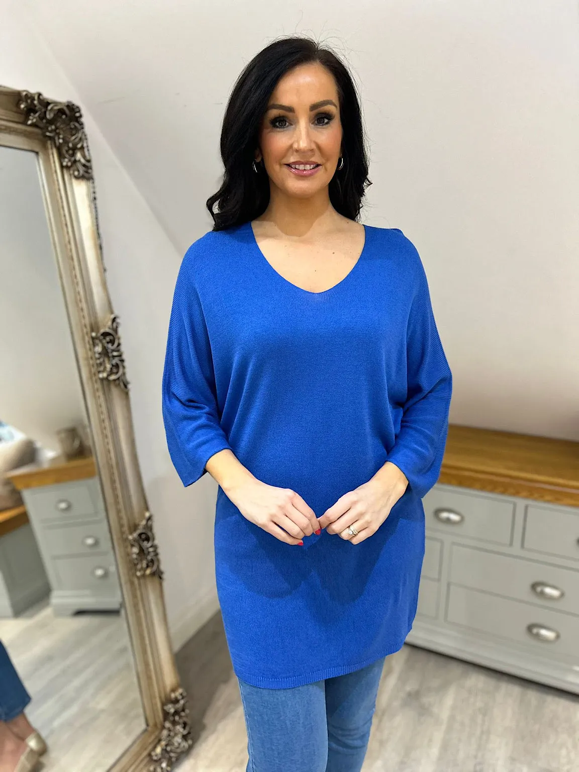 Royal Blue Lightweight V Neck Tunic Suzie