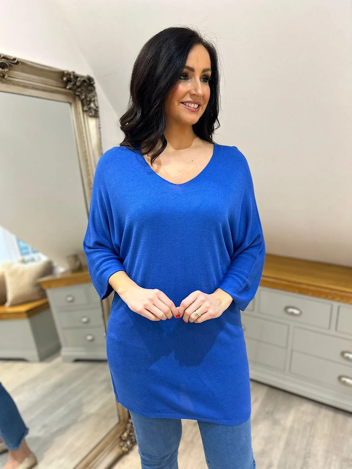 Royal Blue Lightweight V Neck Tunic Suzie