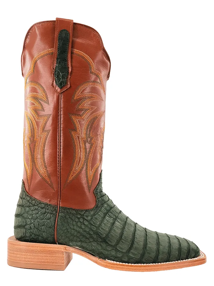 R.Watson RW2006-2 Mens Caiman Belly Western Boots Nubuck Olive Green