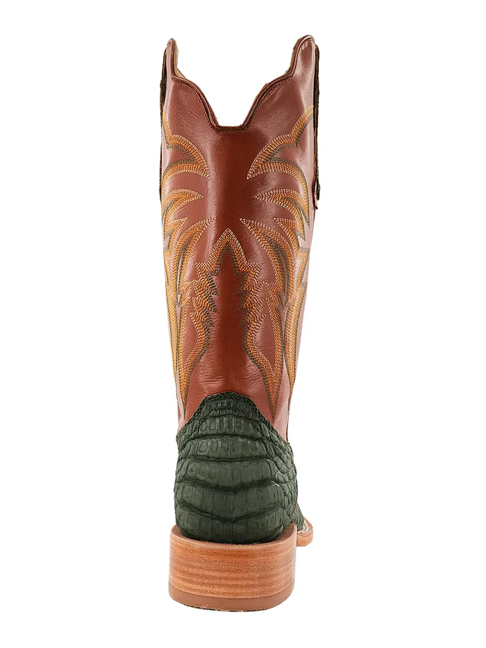 R.Watson RW2006-2 Mens Caiman Belly Western Boots Nubuck Olive Green