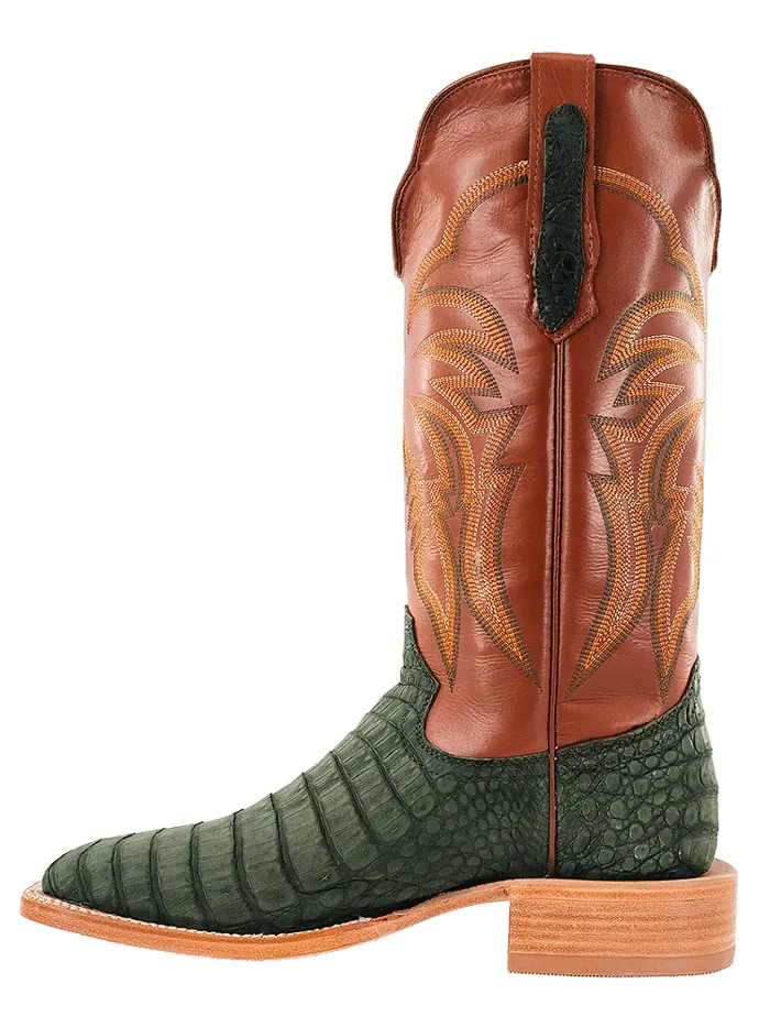 R.Watson RW2006-2 Mens Caiman Belly Western Boots Nubuck Olive Green