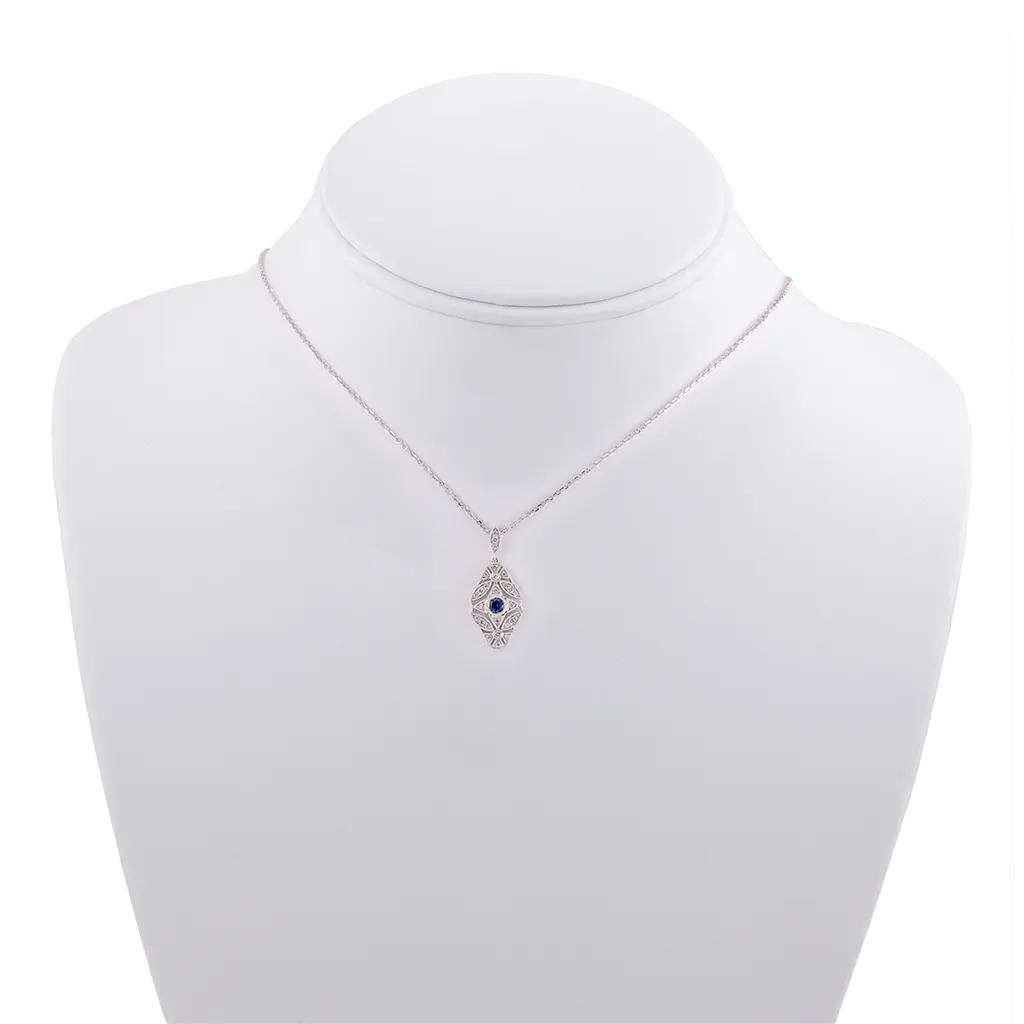 Sapphire and Diamond North-South Art Deco Necklace