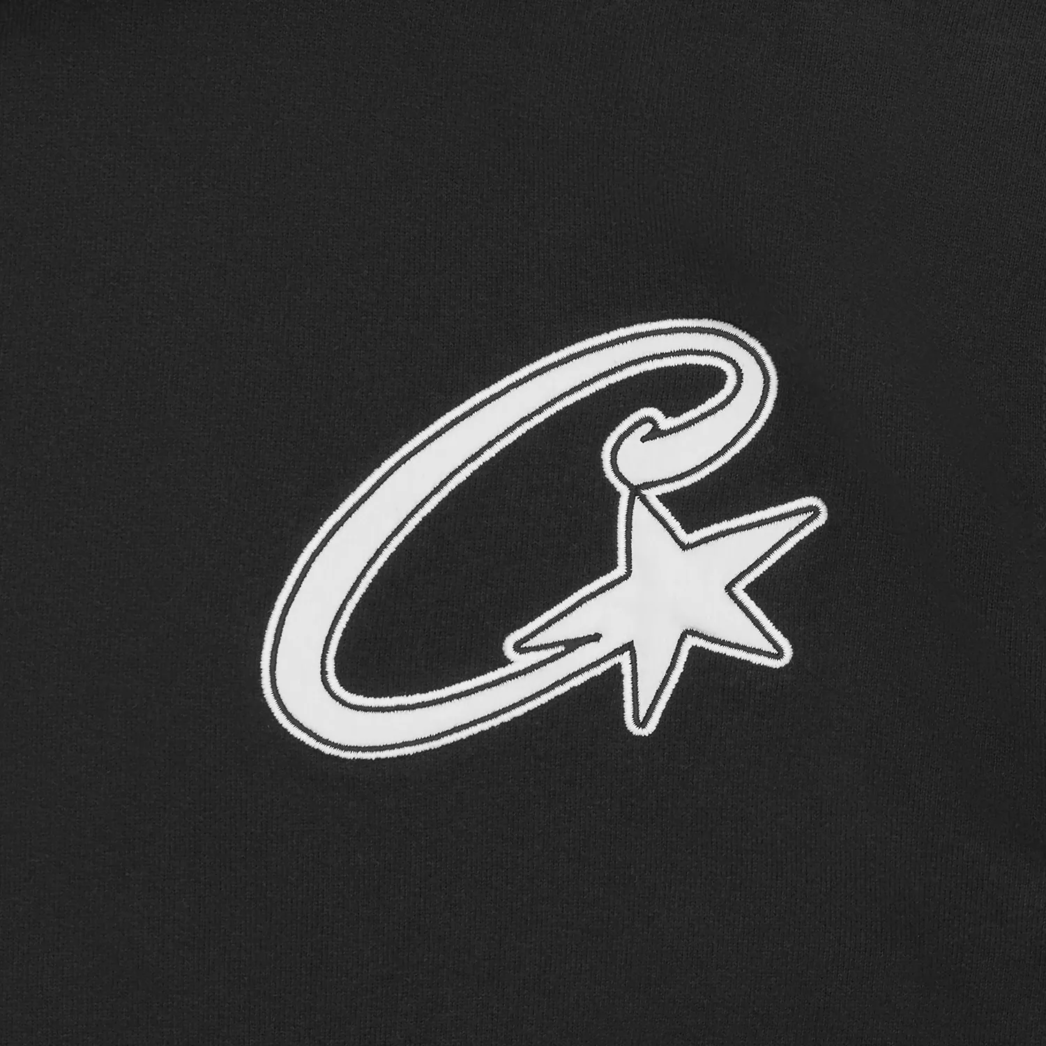 SATIN C STAR APPLIQUÉ HOODIE [BLACK]