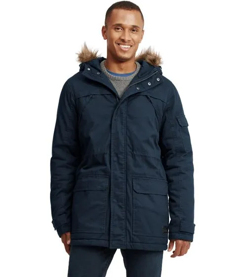 SOLID Herren Baumwoll-Parka mit abnehmbarem Kunstfell Freizeit-Jacke Regular Fit Danello Insignia-Blau