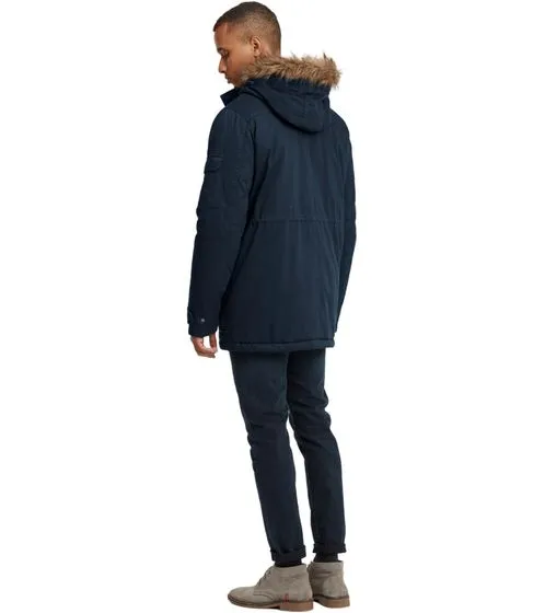 SOLID Herren Baumwoll-Parka mit abnehmbarem Kunstfell Freizeit-Jacke Regular Fit Danello Insignia-Blau