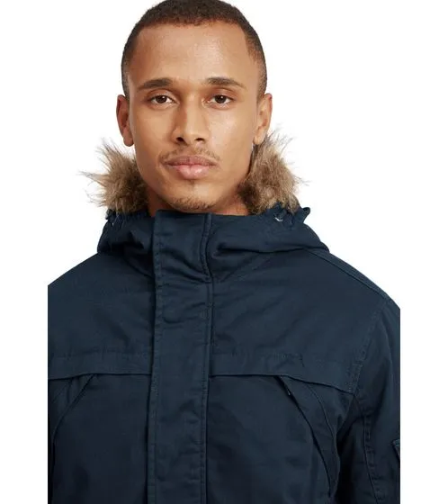 SOLID Herren Baumwoll-Parka mit abnehmbarem Kunstfell Freizeit-Jacke Regular Fit Danello Insignia-Blau