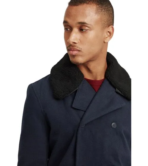 SOLID Parka d hiver pour homme en laine Coupe régulière Pinto Bleu foncé