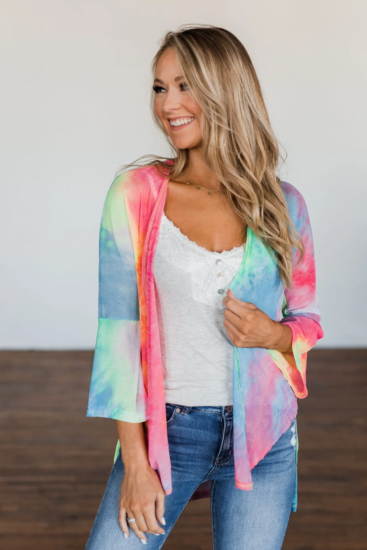 Sparked My Interest Tie Dye Kimono- Multi-Color