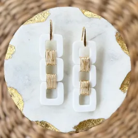 Square Stacks - White - Acrylic Earrings