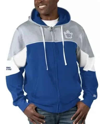 Starter Men's NHL Blue/Gray Toronto Maple Leafs Power Forward Full-Zip Hoodie