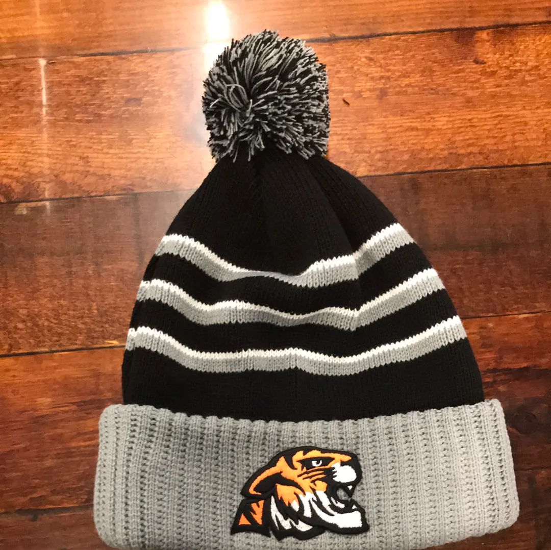 STRIPE POM CUFFED BEANIE