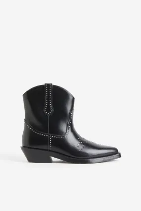 Studded cowboy boots - Low heel - Black - Ladies | H&M GB