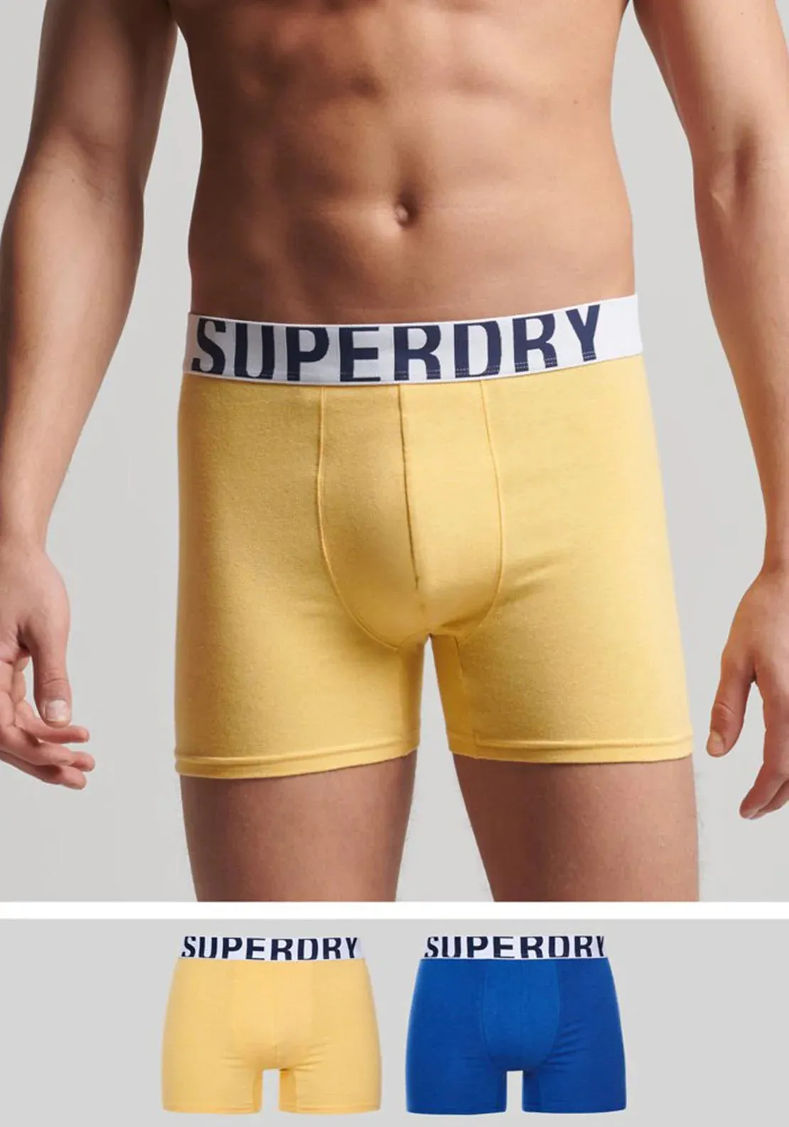 Superdry 2 Pack Organic Cotton Boxer Set - Mazzarine/Nautical Yellow