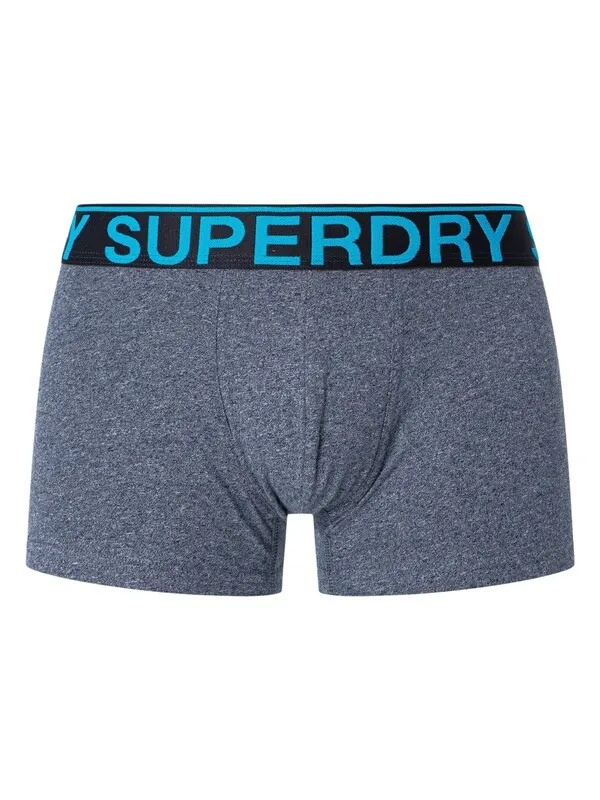 Superdry 3 Pack Organic Cotton Trunks - Frosted Navy Grit/Dark Indigo Blue Marl/Navy