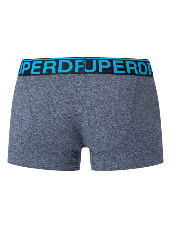 Superdry 3 Pack Organic Cotton Trunks - Frosted Navy Grit/Dark Indigo Blue Marl/Navy