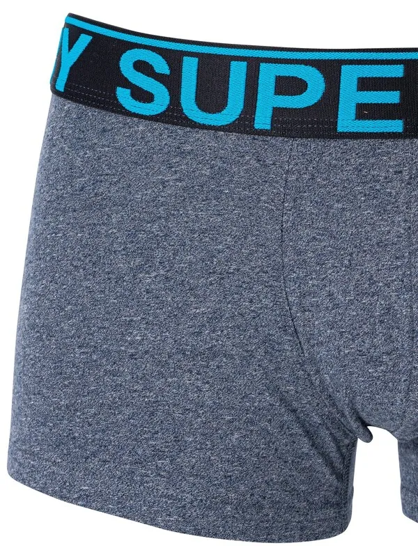 Superdry 3 Pack Organic Cotton Trunks - Frosted Navy Grit/Dark Indigo Blue Marl/Navy