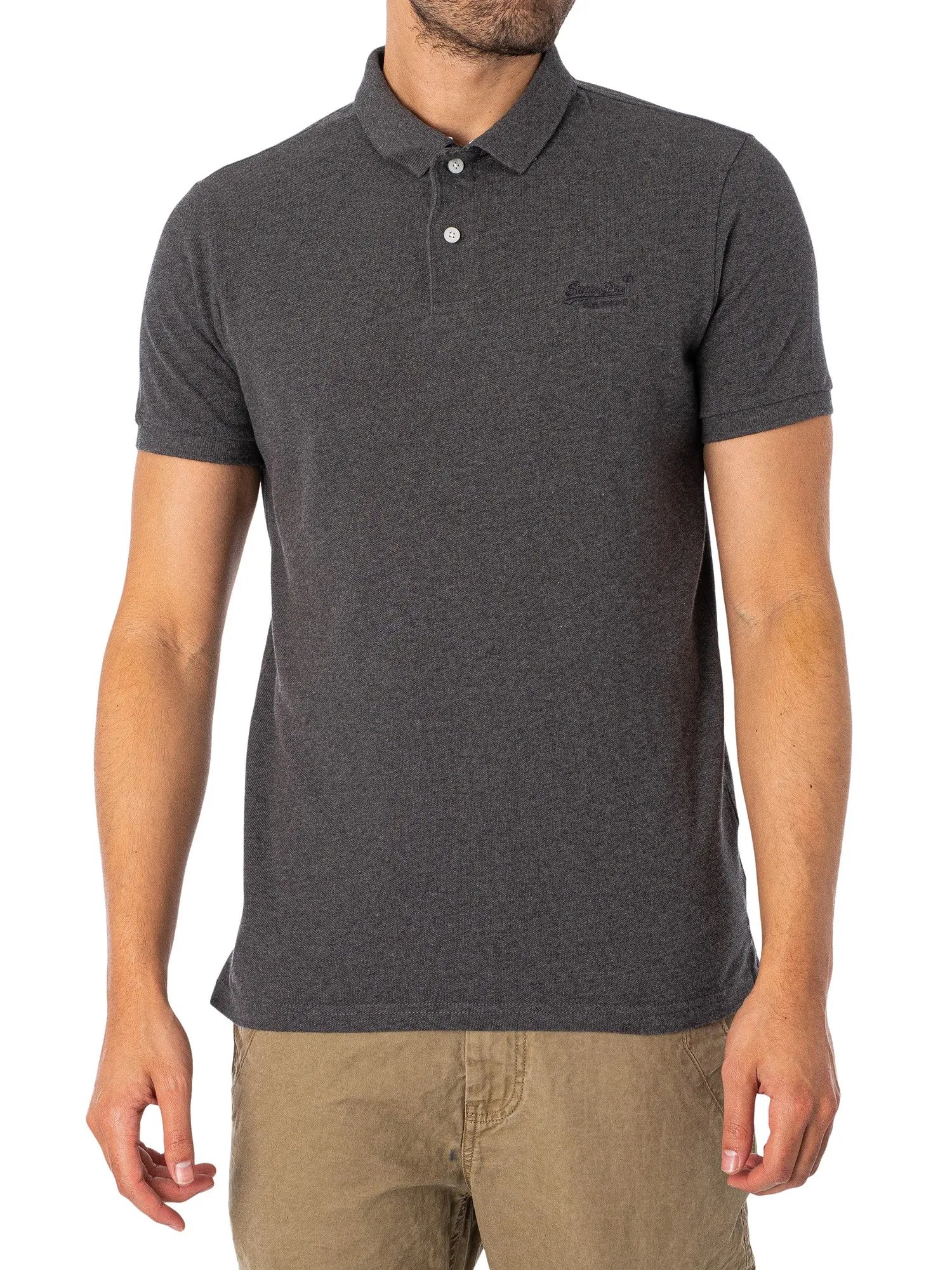 Superdry Classic Pique Polo Shirt - Rich Charcoal Marl