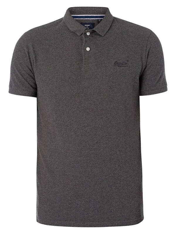 Superdry Classic Pique Polo Shirt - Rich Charcoal Marl