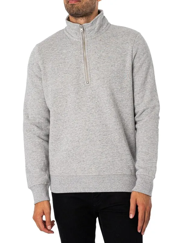 Superdry Essential Half Zip Sweatshirt - Athletic Grey Marl