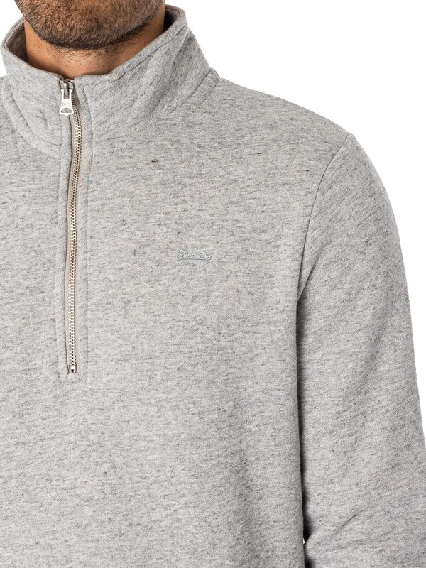 Superdry Essential Half Zip Sweatshirt - Athletic Grey Marl