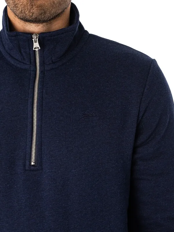 Superdry Essential Half Zip Sweatshirt - Rich Navy Marl