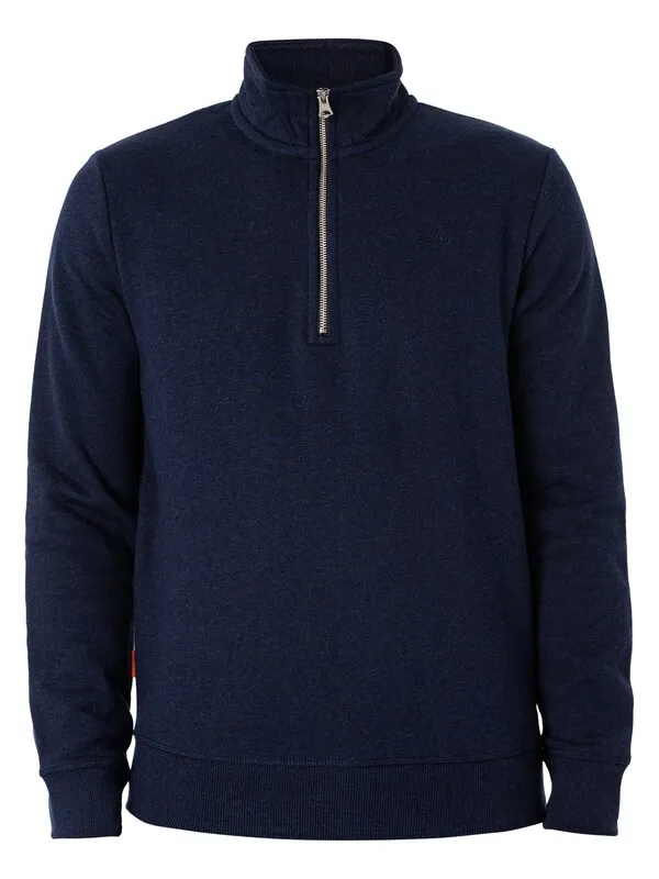 Superdry Essential Half Zip Sweatshirt - Rich Navy Marl