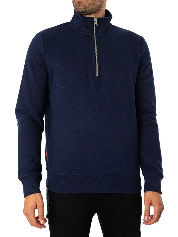 Superdry Essential Half Zip Sweatshirt - Rich Navy Marl