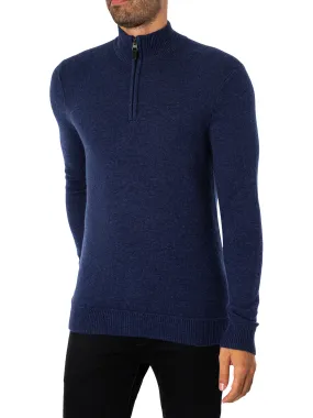 Superdry Essential Henley EMB Knit - Bright Blue Marl