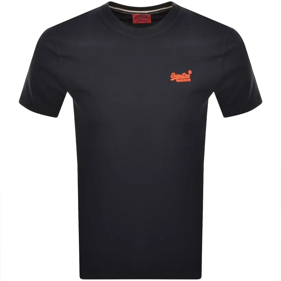 Superdry Essential Logo Neon T Shirt Navy