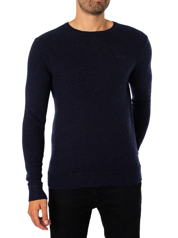 Superdry Essential Slim Fit Crew Knit - Bright Blue Marl